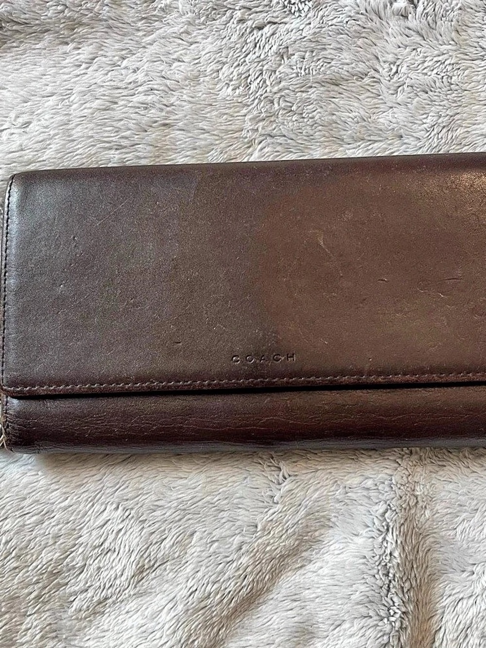 Coach Y2K Zip Around Wristlet Wallet Checkbook in Brown Leather